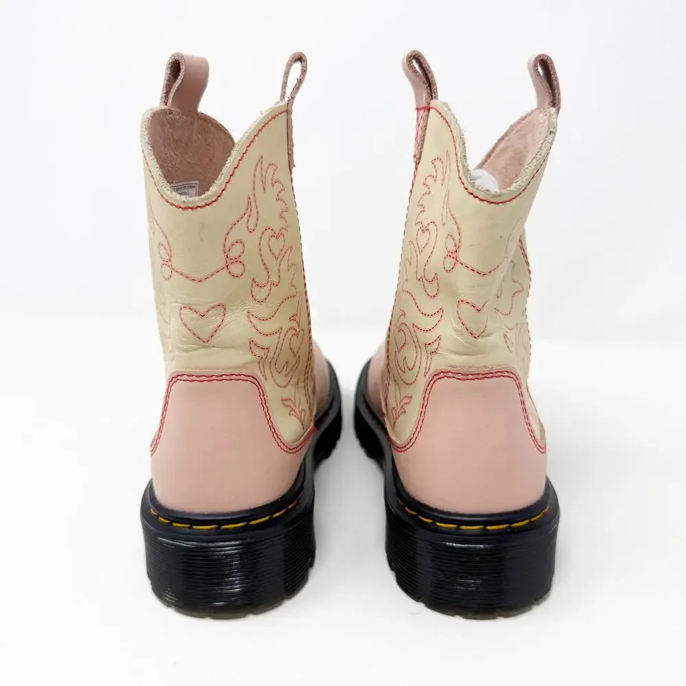 Dr. Martens Pink Leather Western Style Boots Girls Size 13 Pull On EUC